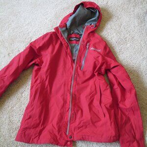 MARMOT ~ WOMENS SMALL/Petite ~ RED NLON RAIN JACKET COAT